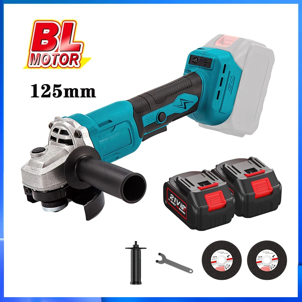 125MM Brushless Electric Angle Grinder 3 gear Speed for Makita Battery Grinder Cutting Machine Woodworking Power Tool