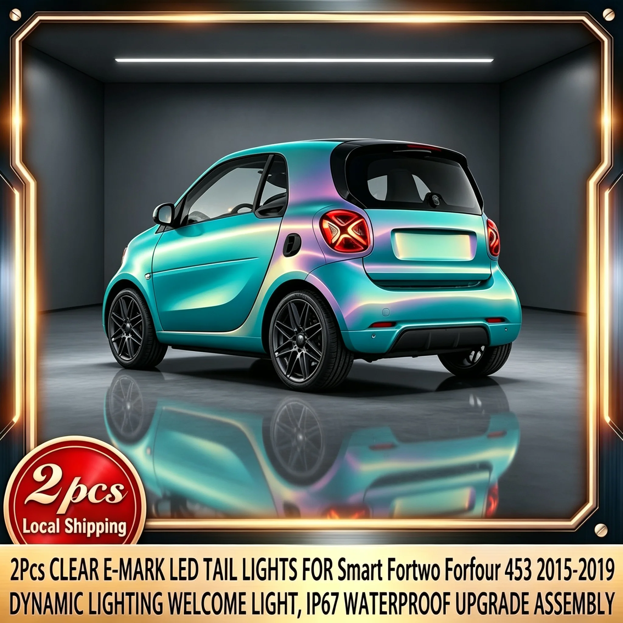 2 Stück klare E-Mark LED-Rückleuchten für Smart Fortwo Forfour 453 2015-2019, dynamische Beleuchtung, Willkommenslicht, Rückleuchte, Auto-Styling, Exterieur-Ersatzteile, Auto-Beleuchtungsbaugruppe,