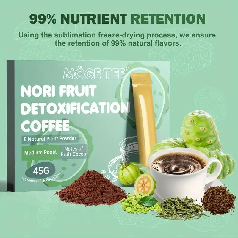 MOGE TEE Nori Detox Coffee-холодный кофе Arabica, Гарциния Камбоджийская, 15 пакетов