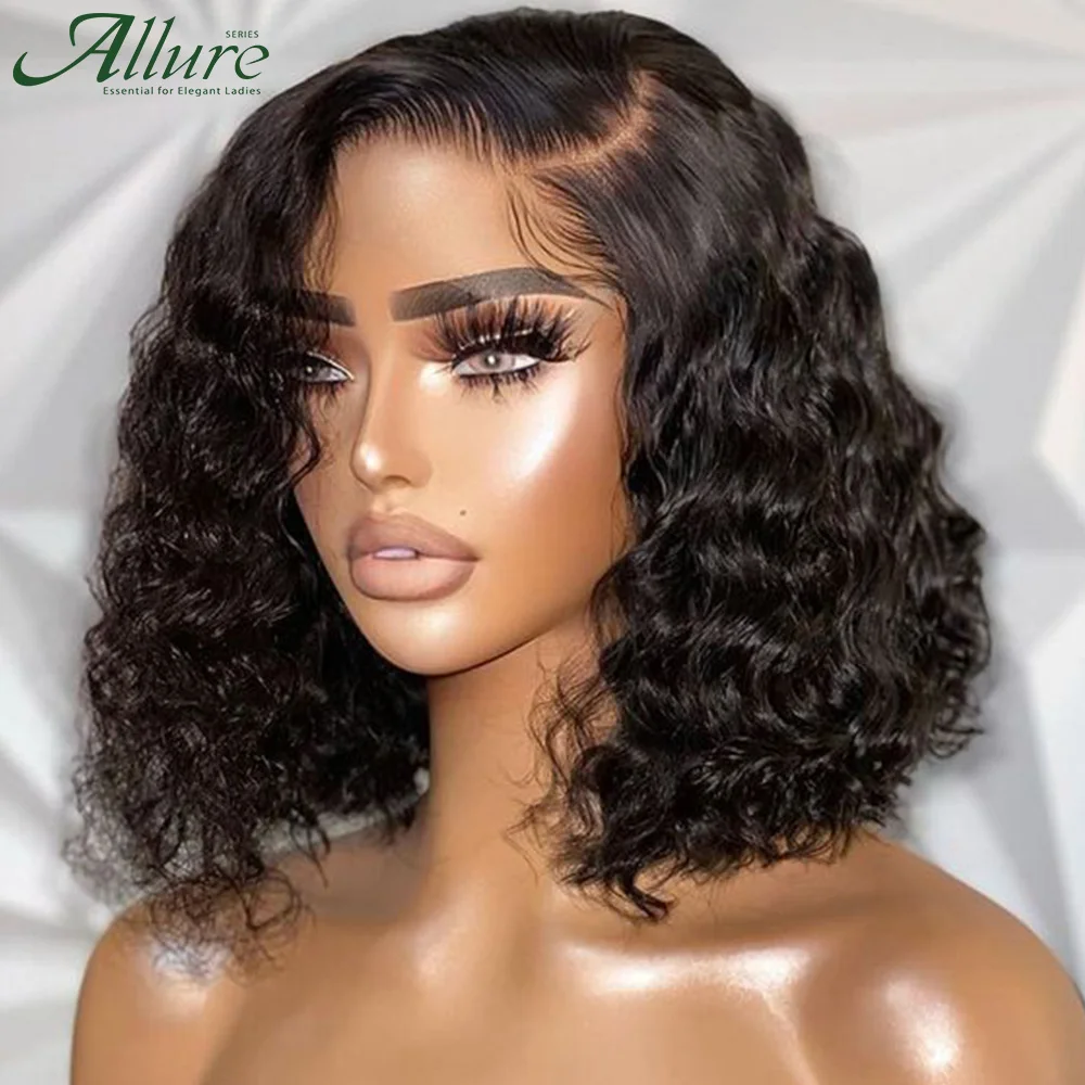 Short Curly Bob Human Hair Wigs Wear to Go Glueless Wigs Black Women Curly Part Lace Wigs Deep Curly Brazilian Hair Wig Allure