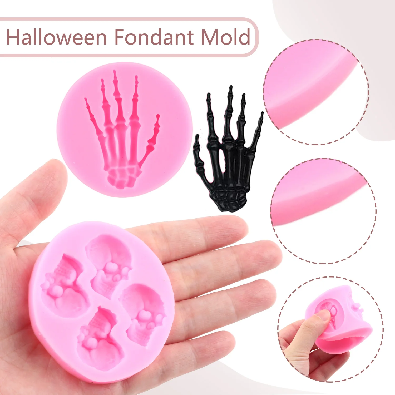 Halloween Ghost Silicone Mold Bat Spider Fondant Molds Skeleton Hands Candy Clay Mould Cake Decorating Tools Chocolate Moulds