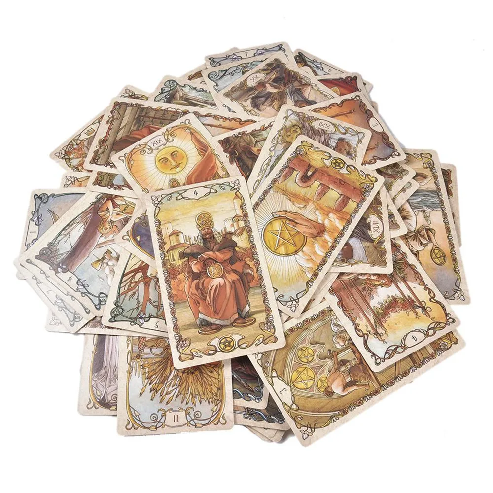 Russian Tarot Mucha Tarot Cards for beginners with Russian version PDF guidebook Board Game Card Deck For Family Gathering Cards