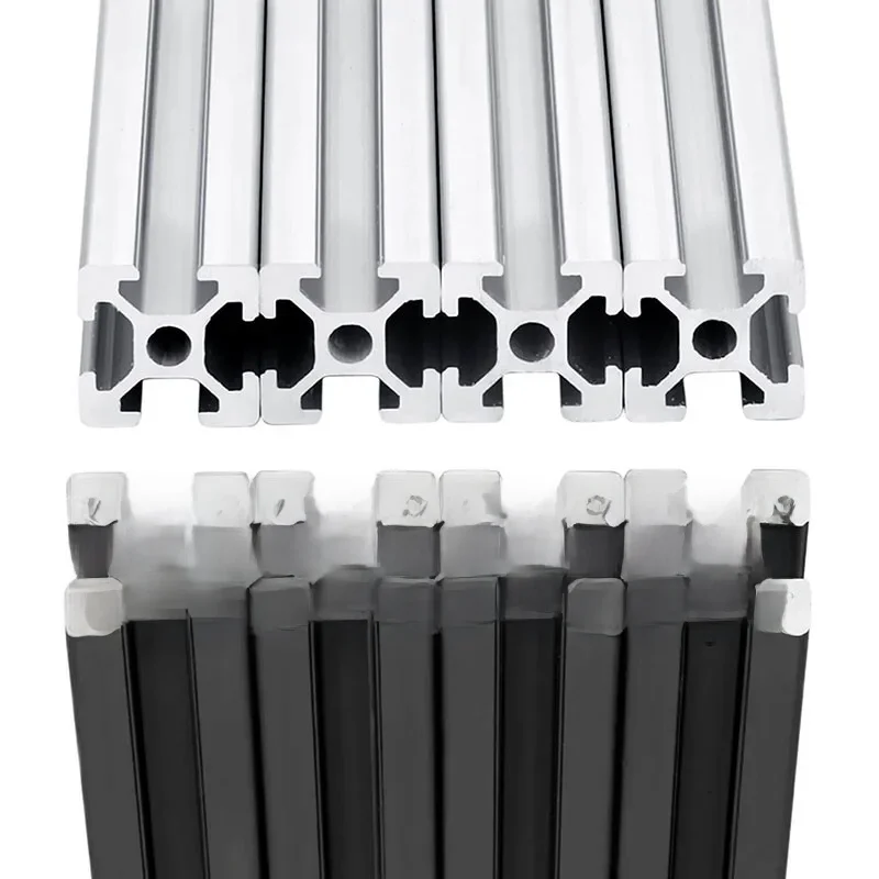 4 Stuks 300 Mm 1-600 T Slot 2020 Aluminium Extrusie Europese Standaard Geanodiseerd Lineaire Rail Voor 3D printer Onderdelen Cnc Diy Zilver Zwart - afbeelding 2