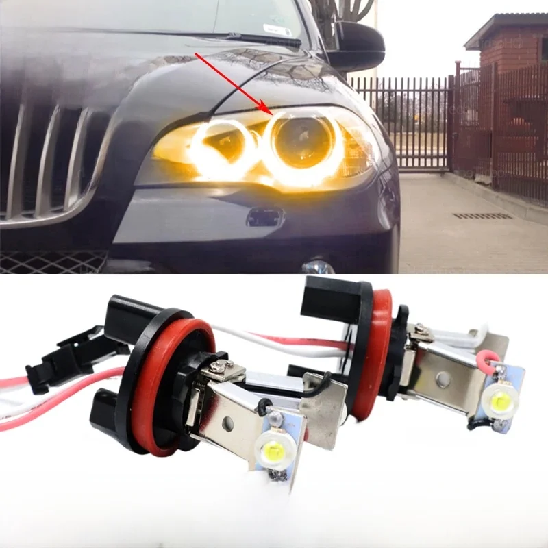 LED Car Angel Eye Marker Headlights Bulbs Lamps for BMW E81 E82 E87 E88 E90 E91 E92 E93 M3 E60 E61 E70 E71 E84 E89 White Yellow — 2