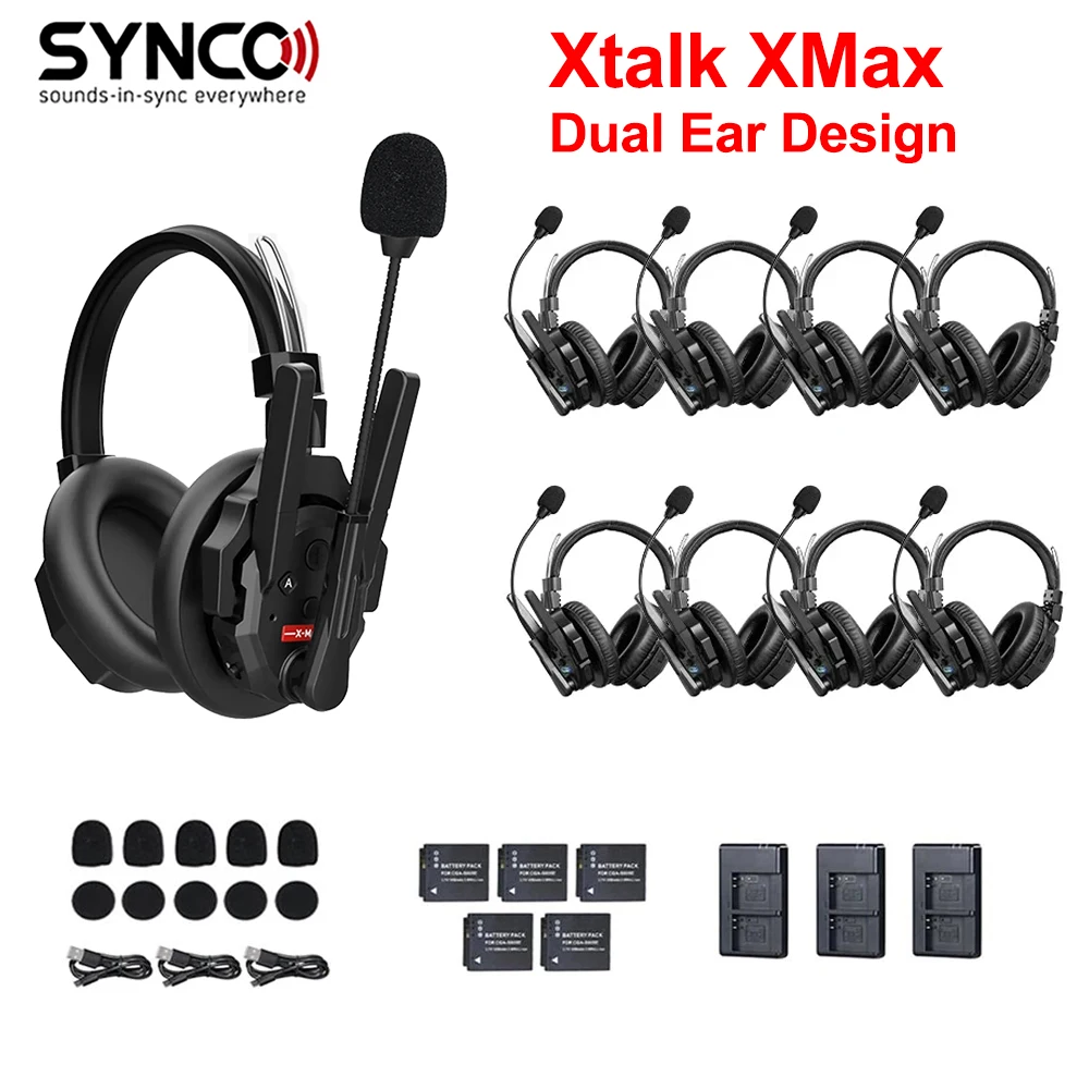 SYNCO Xtalk XMax X2Max X5Max Wireless Headset Intercom System 2.4G Communication Headset Wireless Microphones for Event/Movie