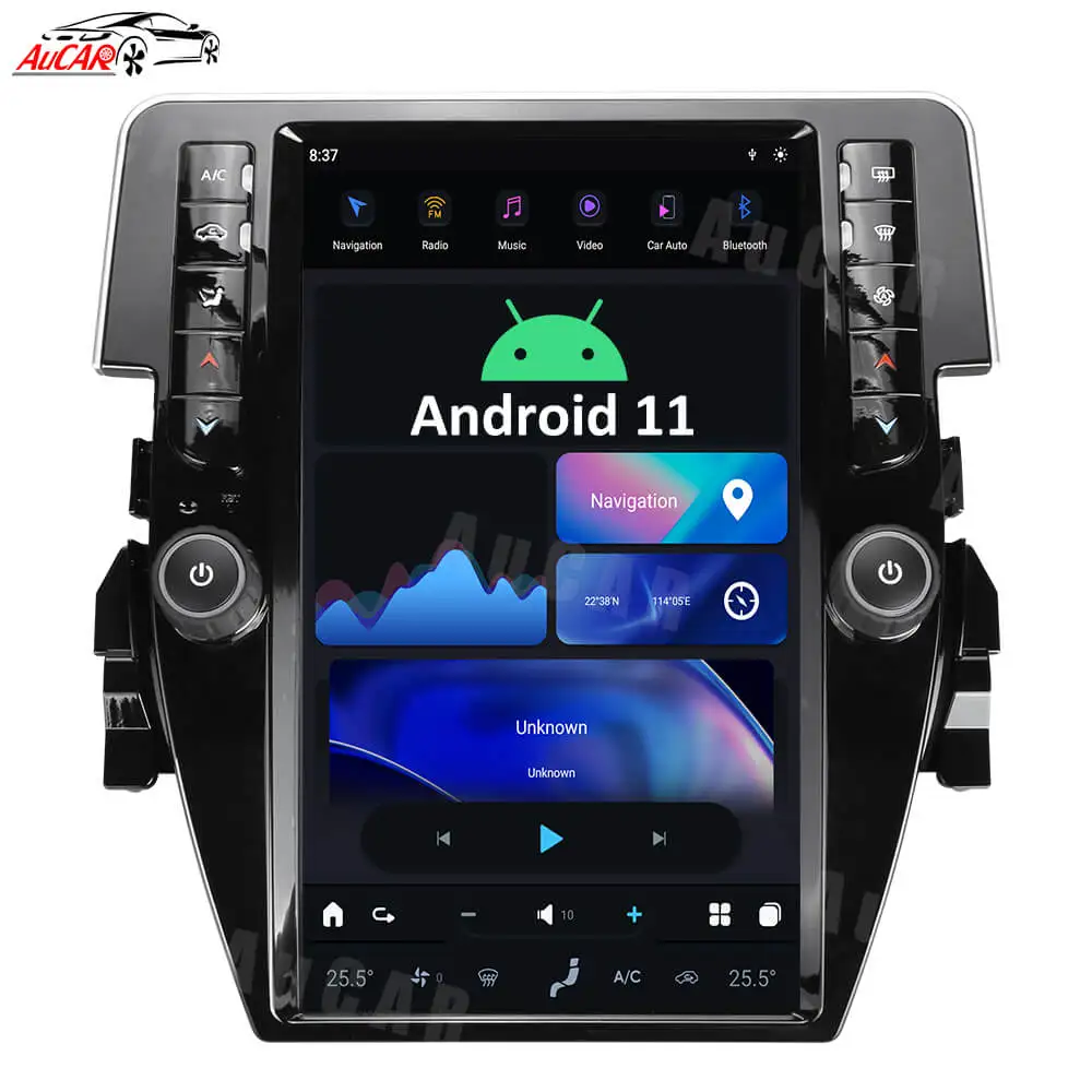 AuCar 11.8'' Tesla Screen Car Radio Android 11 Car Audio Stereo Head Unit GPS Navigation For Honda CIVIC 2016-2019Car DVD Player