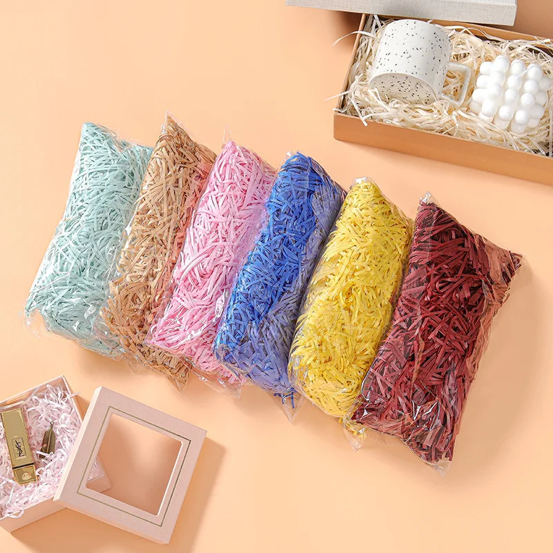 100g Colorful Shredded Crinkle Paper Raffia Filler DIY Wedding Party Gift Box Candy Material Packaging Stuffing Decorations