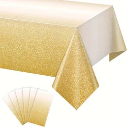 1 Pack, Golden Plastic Tablecloth For Parties, Gradient Pastel Golden Disposable Tablecloths For Rectangle Tables, Light Golden
