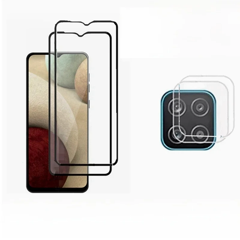 Protecteur d'écran pour objectif de caméra, 2 + 2, verre trempé pour SAMSUNG Galaxy A12 M12 A125F A125U A12S A125F/DS A127F M127F A127U A125U