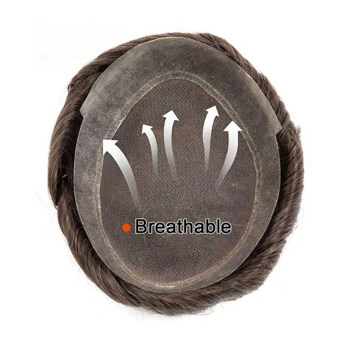 ทูพีผมแท้สำหรับผู้ชาย แบบลูกไม้ฝรั่งเศสตรงกลาง ผิวโพลีรอบด้าน สำหรับเปลี่ยนผม ระบายอากาศได้ดี ทนทาน