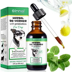 Liquid Drops Herbal Dewormer with Probiotics Improve Digestion Nutrient Absorption Immunity Boost Broad Spectrum Hook for Dogs