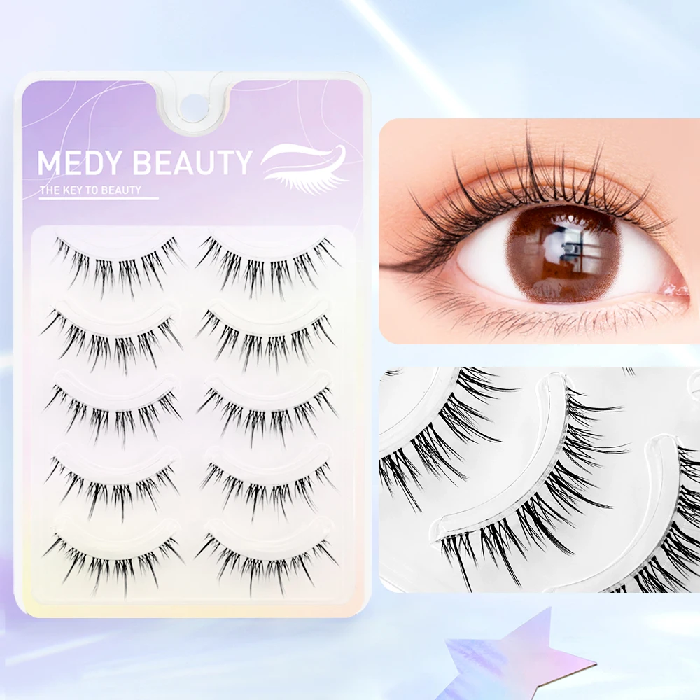 5Pairs Lashes Premade Fan A/M Shape 3D Spikes Cluster Eyelash Mix Extension Makeup Super Natural Wispy DIY Premade Peduncle