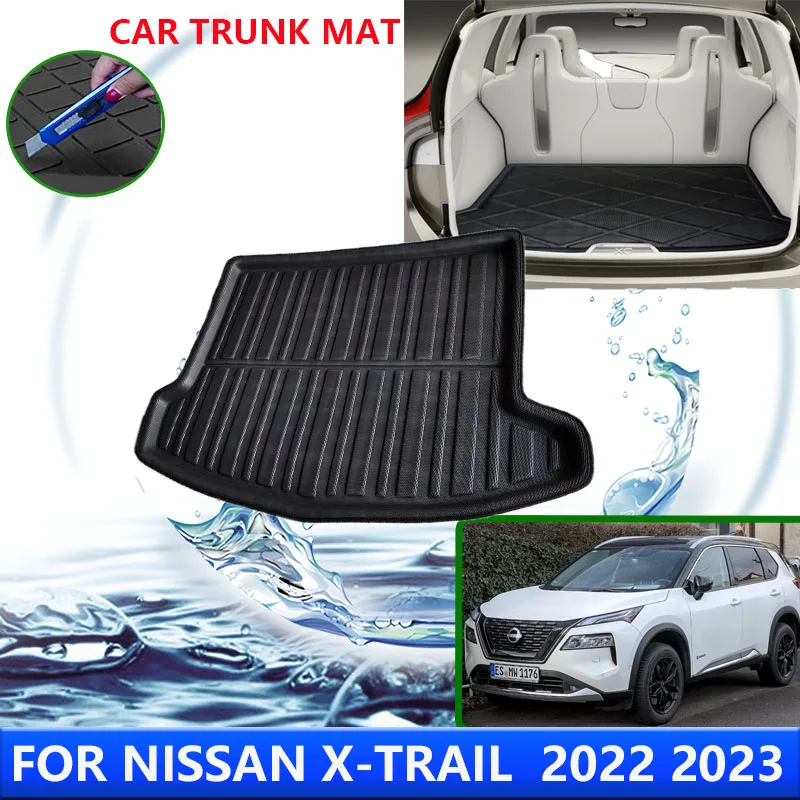 For Nissan X-Trail Rogue T33 2022 2023 Car Rear Trunk Protector Pads Auto Waterproof Liner Anti-Fouling Floot Mats Accessories