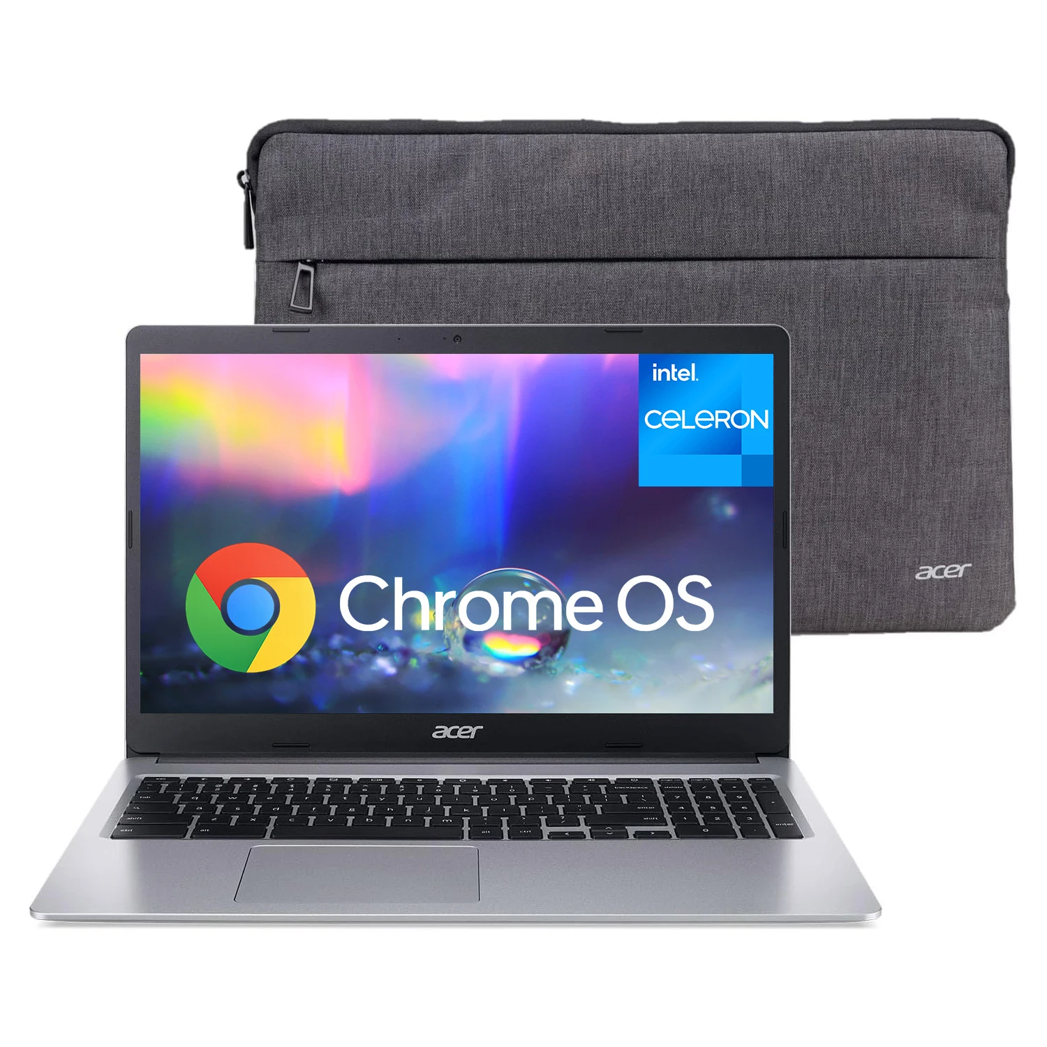 Acer Chromebook 315 15.6インチ HD ビジネス ラップトップ、Intel Celeron N4000、4GB DDR4 RAM、32GB eMMC、WIFI、Chrome OS、保護スリーブ付き
