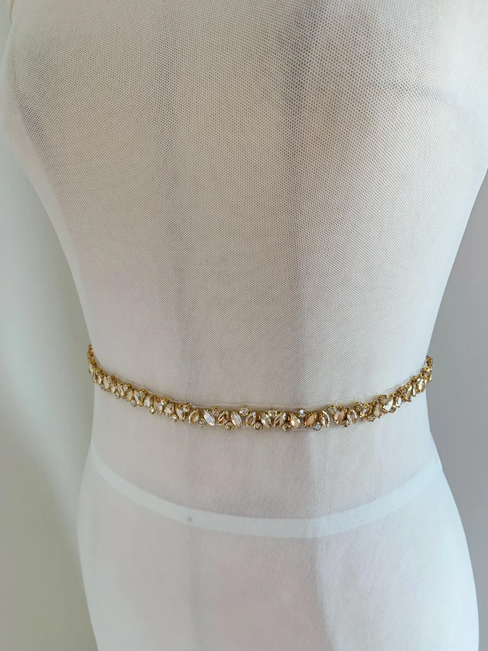 

Champagne Gold Rhinestone Trim Belt Rhinestone Bead Sash Dress Strap for Women Couture Fashion Accessories