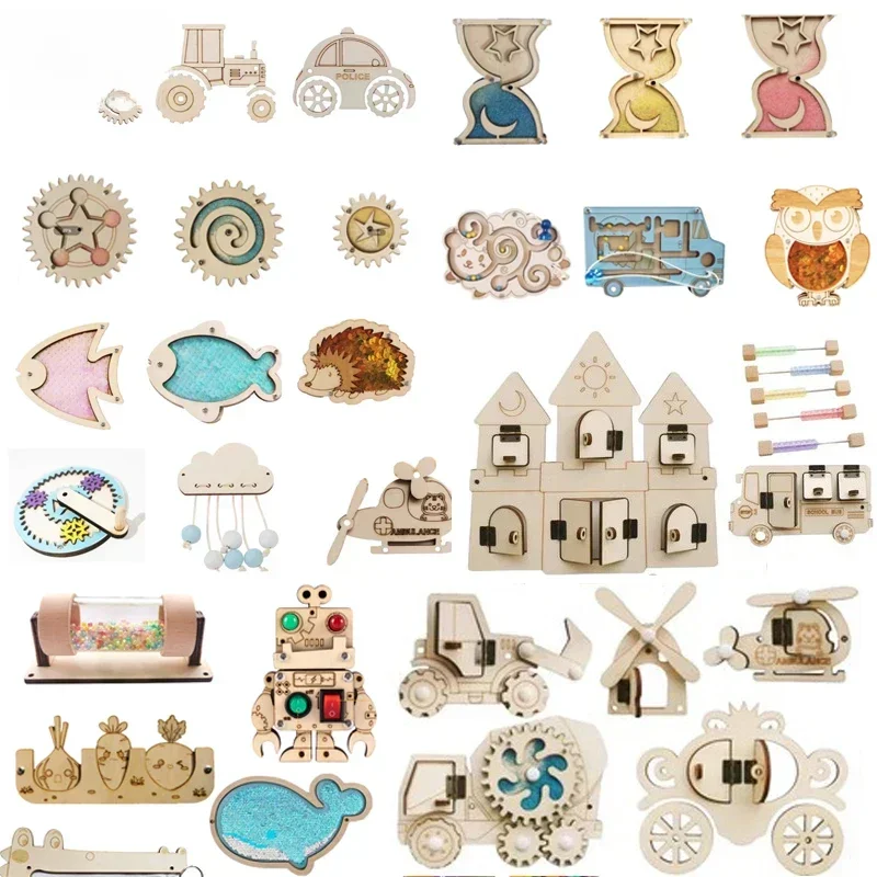 Planche occupée Montessori, accessoires en bois, bricolage, rouleau de circulation, jouet mural, paquet de matériel d'entraînement, jouet éducatif pour enfants, cadeau