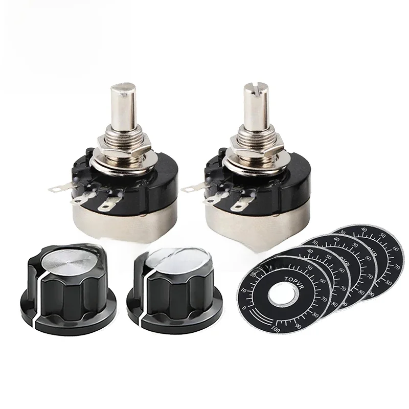 Potentiomètre à Film de carbone RV24YN20S, 1 ensemble (3 pièces), 1K 2K 5K 10K 20K 50K 100K 1M Ohm, cône rotatif unique avec bouton A03 avec cadran