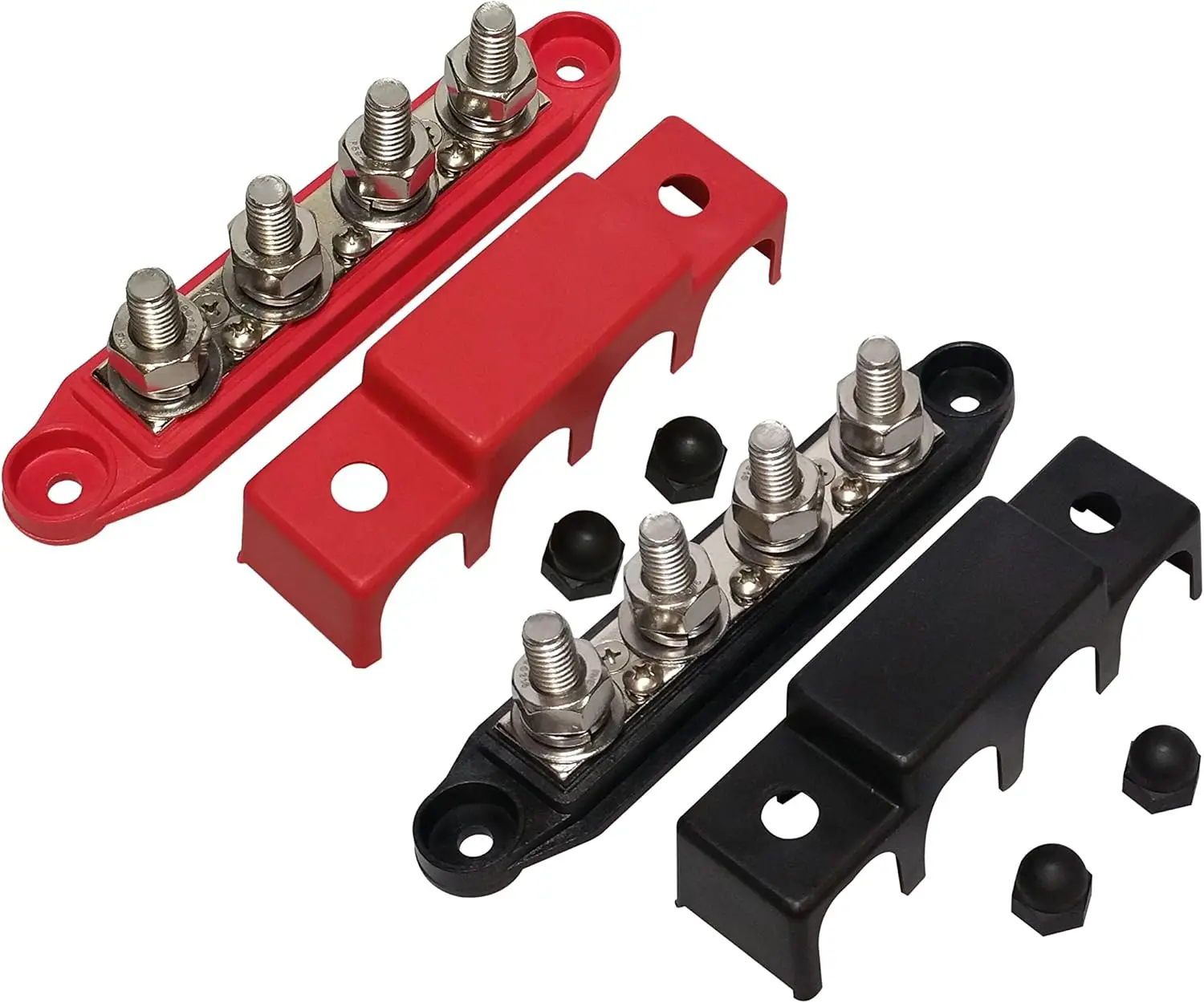 3/8' 4 Stud Bus BAR Power Distribution Block for Marine Battery Terminals 12V Power Ground Terminal Block