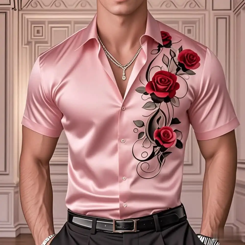 قميص وردي عالي الجودة للرجال، قميص كاجوال ومريح بأكمام طويلة وأزرار سفلية، قميص عصري للفصول الأربعة، مقاس كبير