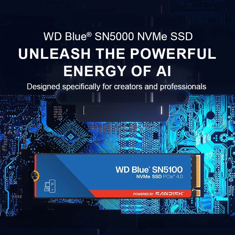 WD SN5100 SSD NVMe M.2 2280 PCIe Gen 4.0x4 500GB 1TB 2TB محرك الأقراص الصلبة الداخلي يصل إلى 7,100 ميجابايت/ثانية لأجهزة الكمبيوتر المحمولة