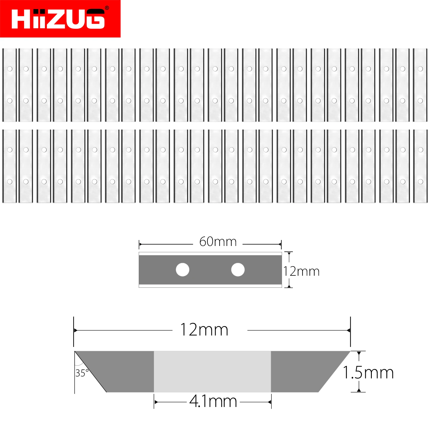 60mm Carbide Inserts  Cutters 2 Edge for Spiral Helical Planer Cutterhead Woodworking Tools 50pcs