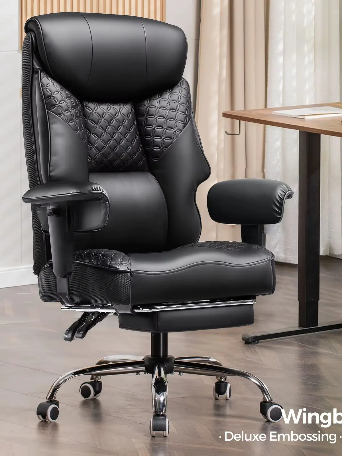 COMHOMA Gaming Stuhl für Große und Schwere Personen,ergonomischer Bürostuhl bis 180 kg, 3D Sitzkissen, verstellbar mit Fußstütze