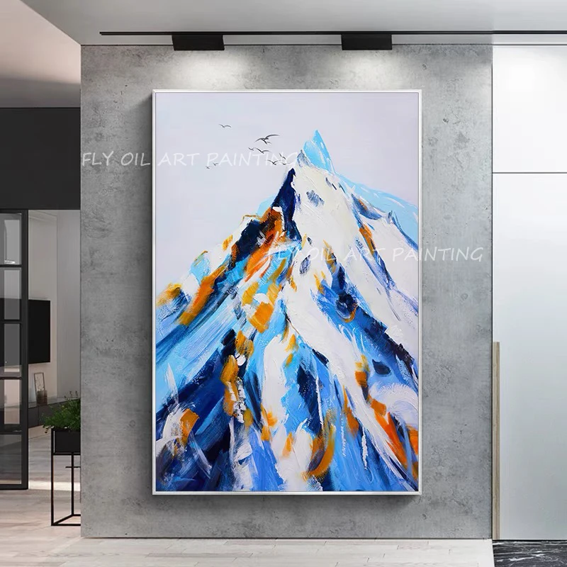 

Large Size Mountain Snow Landscape Artwork Picture 100% Handpainted oil painting Canvas For Living Room Home Decor Frameless