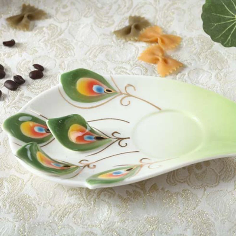 Peacock Teacup With Saucer And Spoon Ceramic Coffee Cup Drinking Cups For Breakfast Tea Party Afternoon Tea Home Garden Restaura