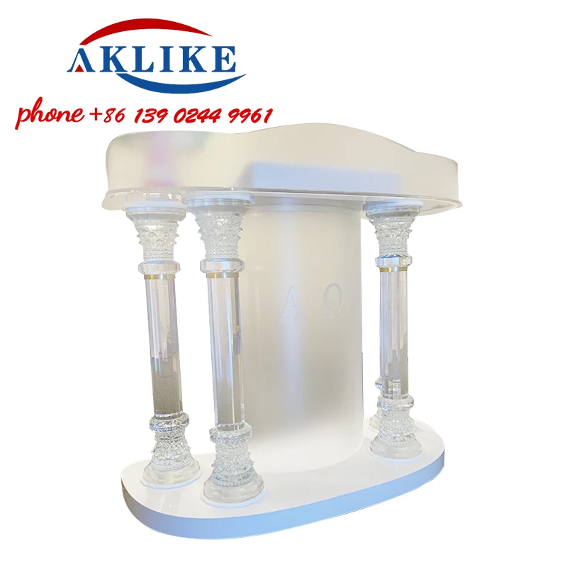 Clear Lectern Podium Crystal Pulpit Hot Sale Curved Acrylic Church Rostrum Glass Podium Modern Design Platform Free Shipping