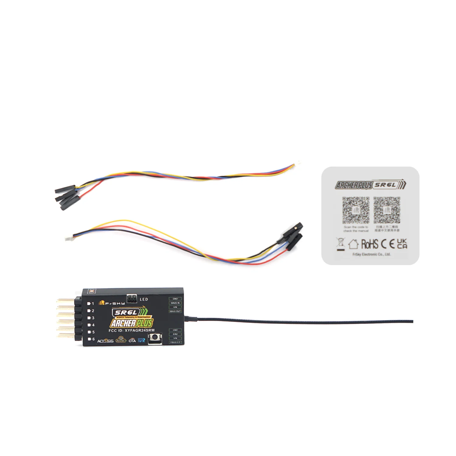 FrSky Archer Plus 6 (AP6) 2.4GHz Receiver, Enhanced Anti-RF-Interference, Smart-Matched Access & ACCST D16 Mode, 6 High-Precisio