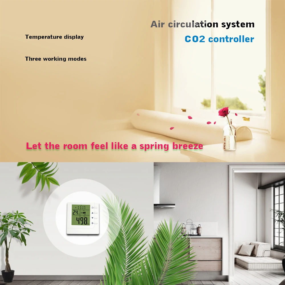 Indoor CO2 Controller Monitor for ventilation system controller built-in CO2 sensor 3-speed fan output for improving indoor air