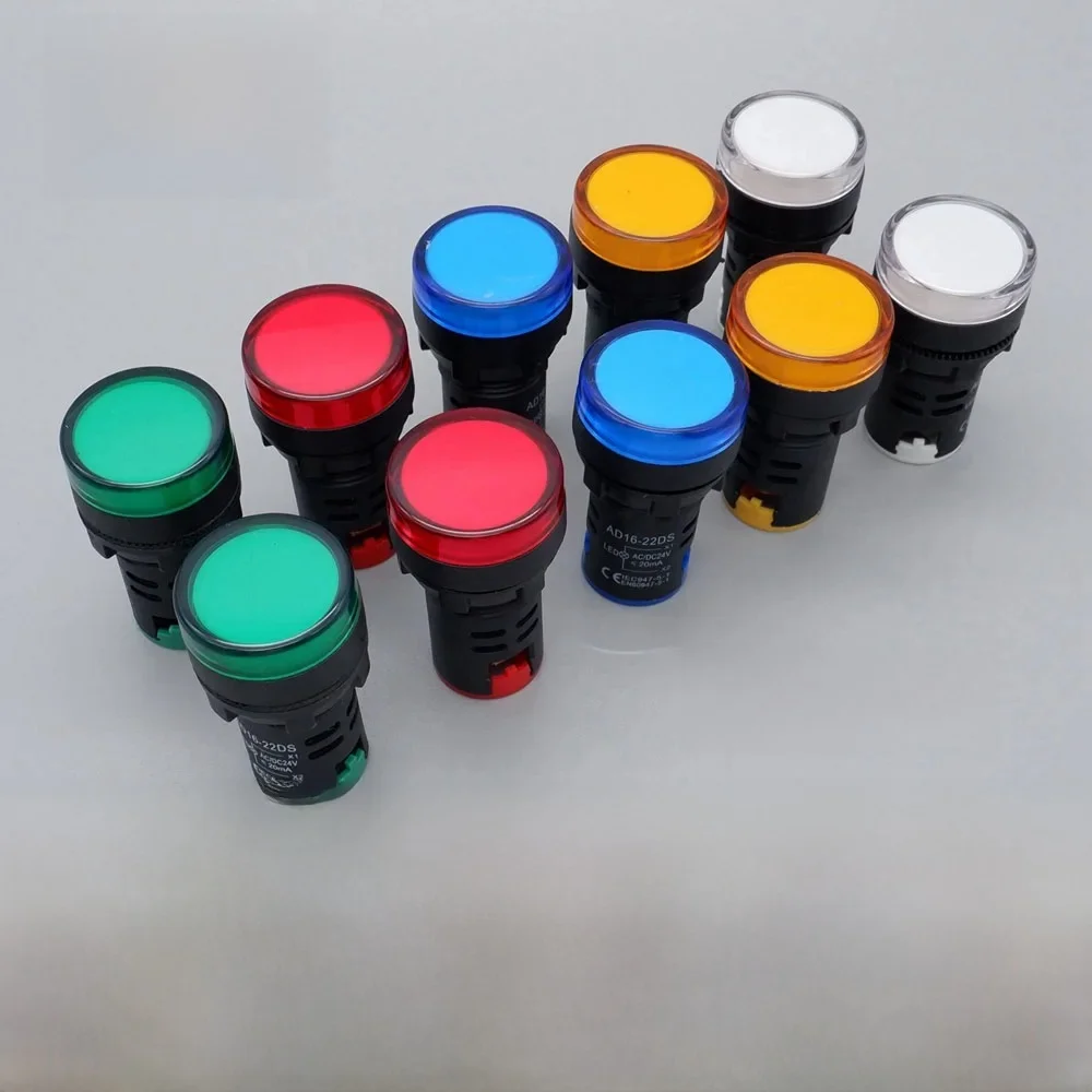 10 stks 22mm Plastic Power Signaal Lamp AD16-22DS LED Indicator Licht 12 V 24 V 220 V Rood groen Blauw Geel Wit Panel Mount - afbeelding 2
