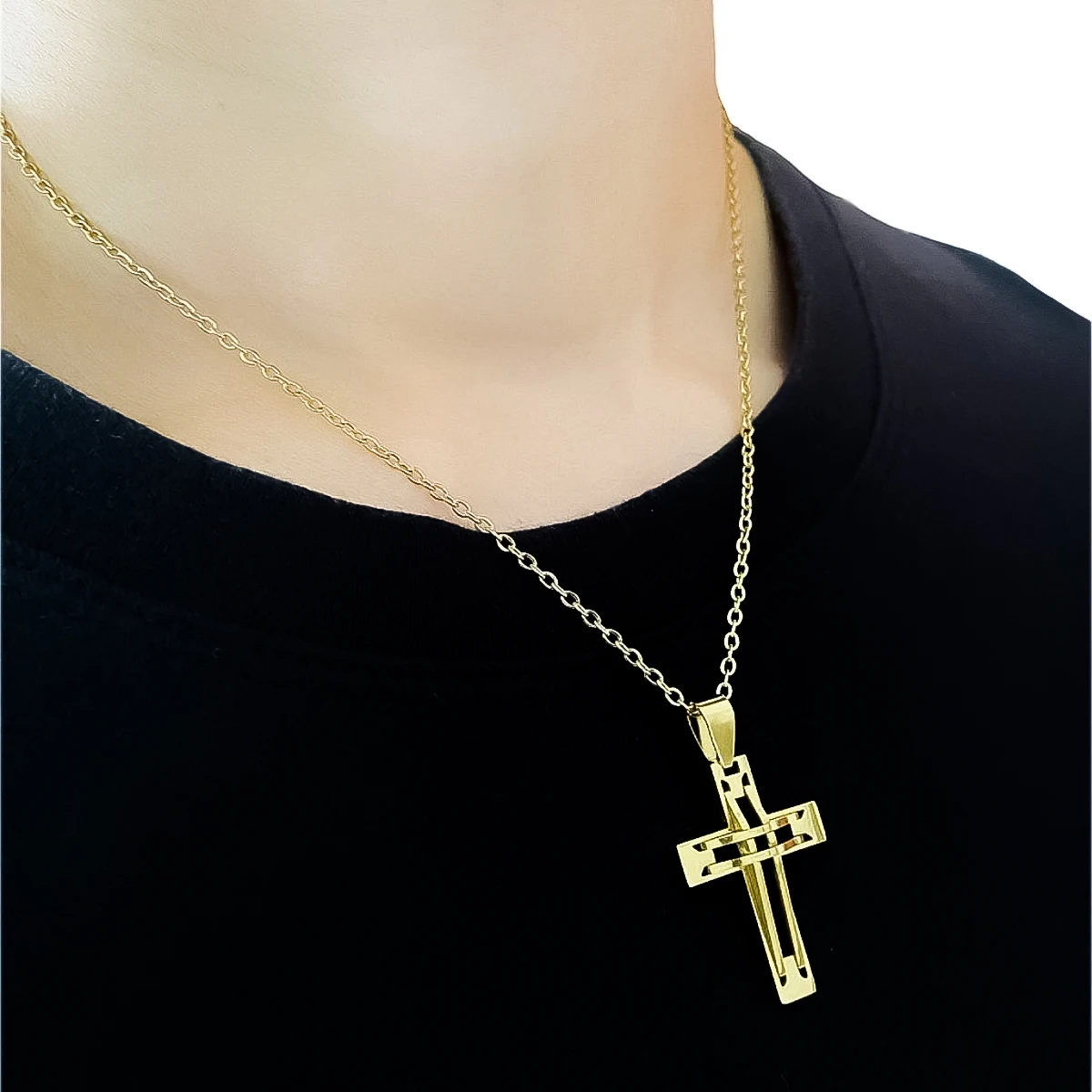 Gold genuine stainless steel cross Cross cross necklace chain chain