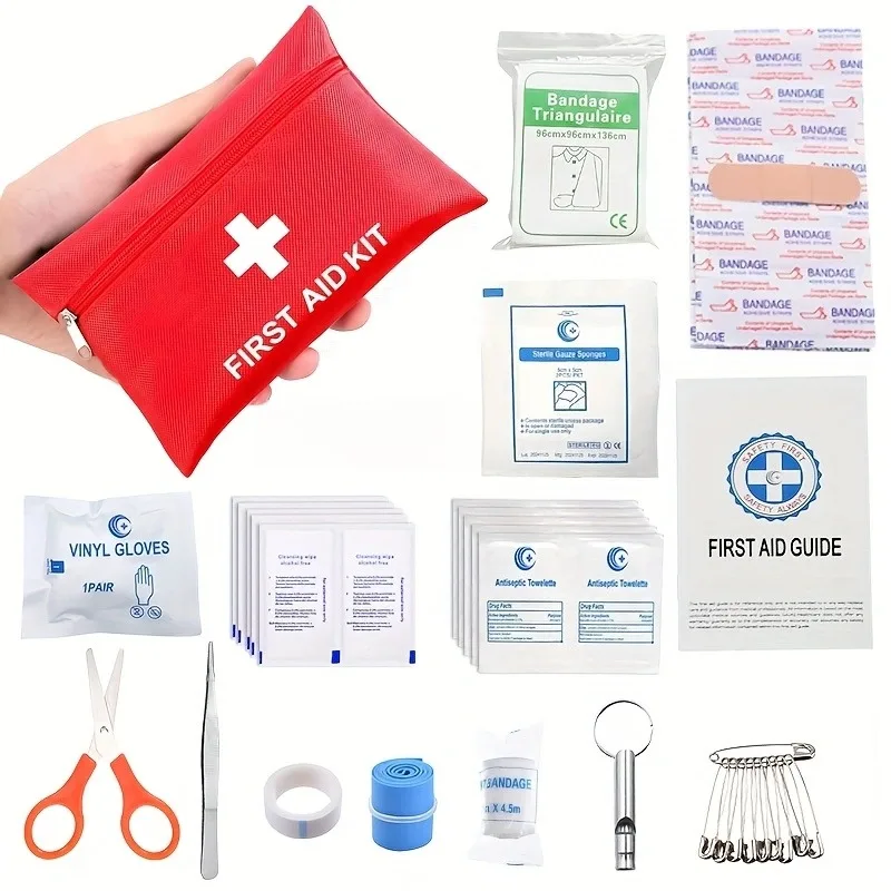 71Pcs Small Travel First Aid Kit, Neat Medical Supplies for Injury Emergencies, Home, Outdoor, Car, Camping, Workplace & Hiking