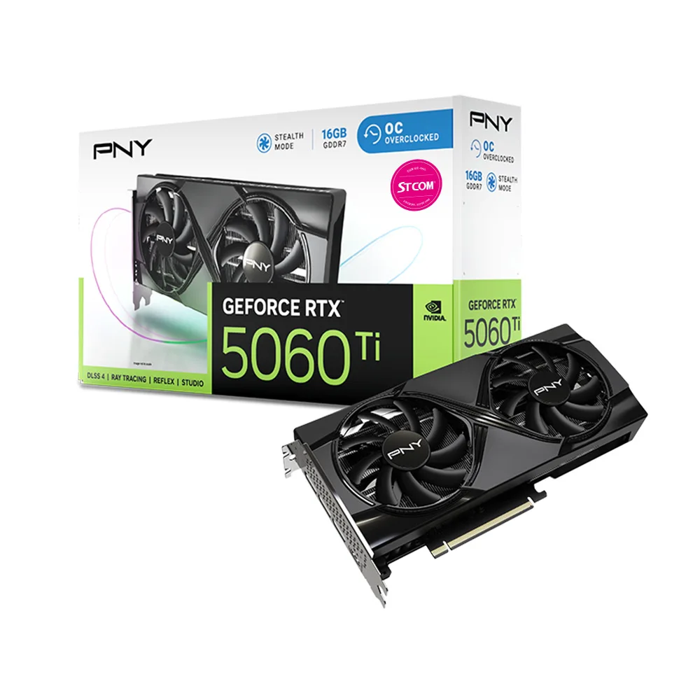بطاقة رسومات Pny Geforce Rtx 5060 Ti Oc D7 بسعة 16 جيجا بايت مزدوجة المروحة Stcom