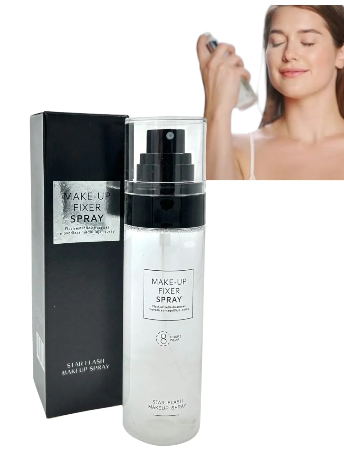 Fijador de Maquillaje STAR FLASH 100ml | Make-Up Fixer Spray de Larga Duración 8H | Acabado Natural y Refrescante