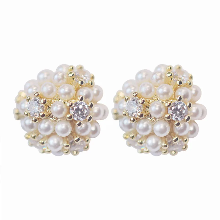 Unique Fireworks Pearl Stud Earrings for Woman Korean Fashion Party Girl's Lady Temperament Jewelry Gift Accessories for Women