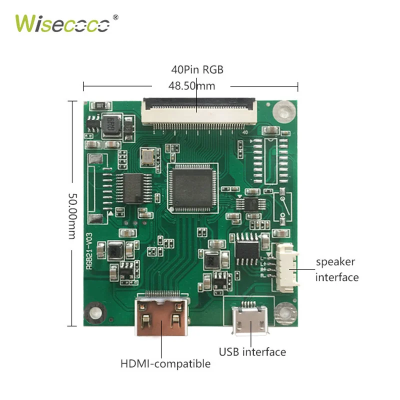 Wisecoco-Tela redonda painel de toque capacitivo, circular Tft LCD, ST7701S, RGB Driver Board para casa inteligente, 2.1 ", 480x480