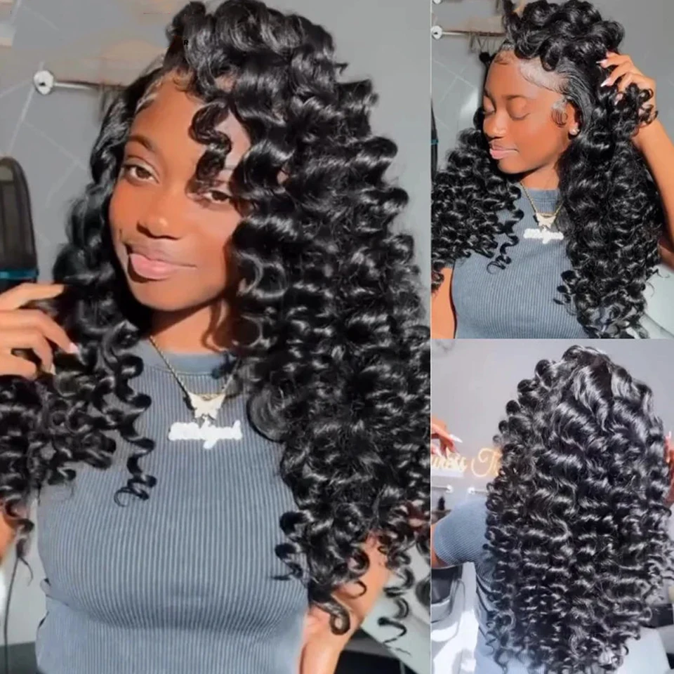 Qvr Bouncy Curl Bulk Haar verlängerungen zum Häkeln von Zöpfen Echthaar kein Schuss doppelt gezogenes birmanisches Haar federnd lockig für Boho-Geflecht