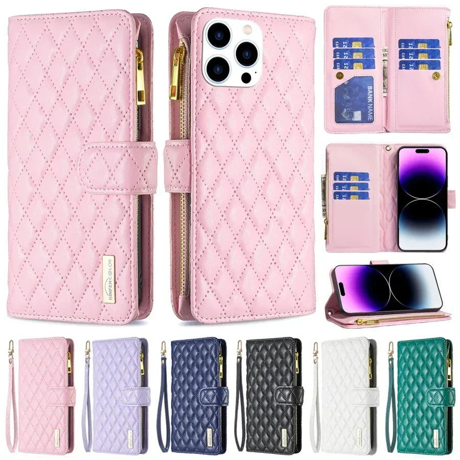 Portfelik Mały Zapachowy Wielokartowy Z Kieszeniami Na Karty Zapinany Na Zamek Magnetyczny Skórzany Etui Na iPhone 17 Pro Max Air 16e 16 15 Plus 14 13 12 11 XR — zdjęcie produktu 7