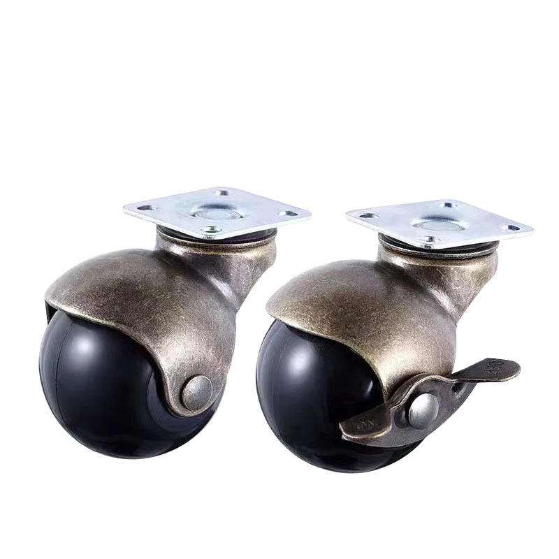 360 Degree Swivel Caster Wheels No Noise Wheels For Cabinets Dresser Baby Bed Universal Vintage Furniture Wheel Brake Castor