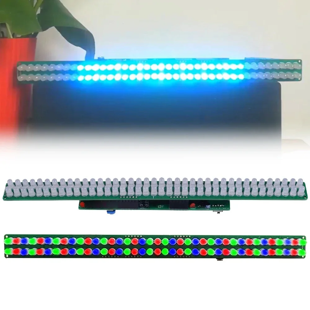 DC 3-12V wskaźnik poziomu Audio zestaw DIY analizator widma muzycznego czerwony zielony niebieski LED miga DIY zabawny zestaw elektryczny wejście AUX — zdjęcie 2
