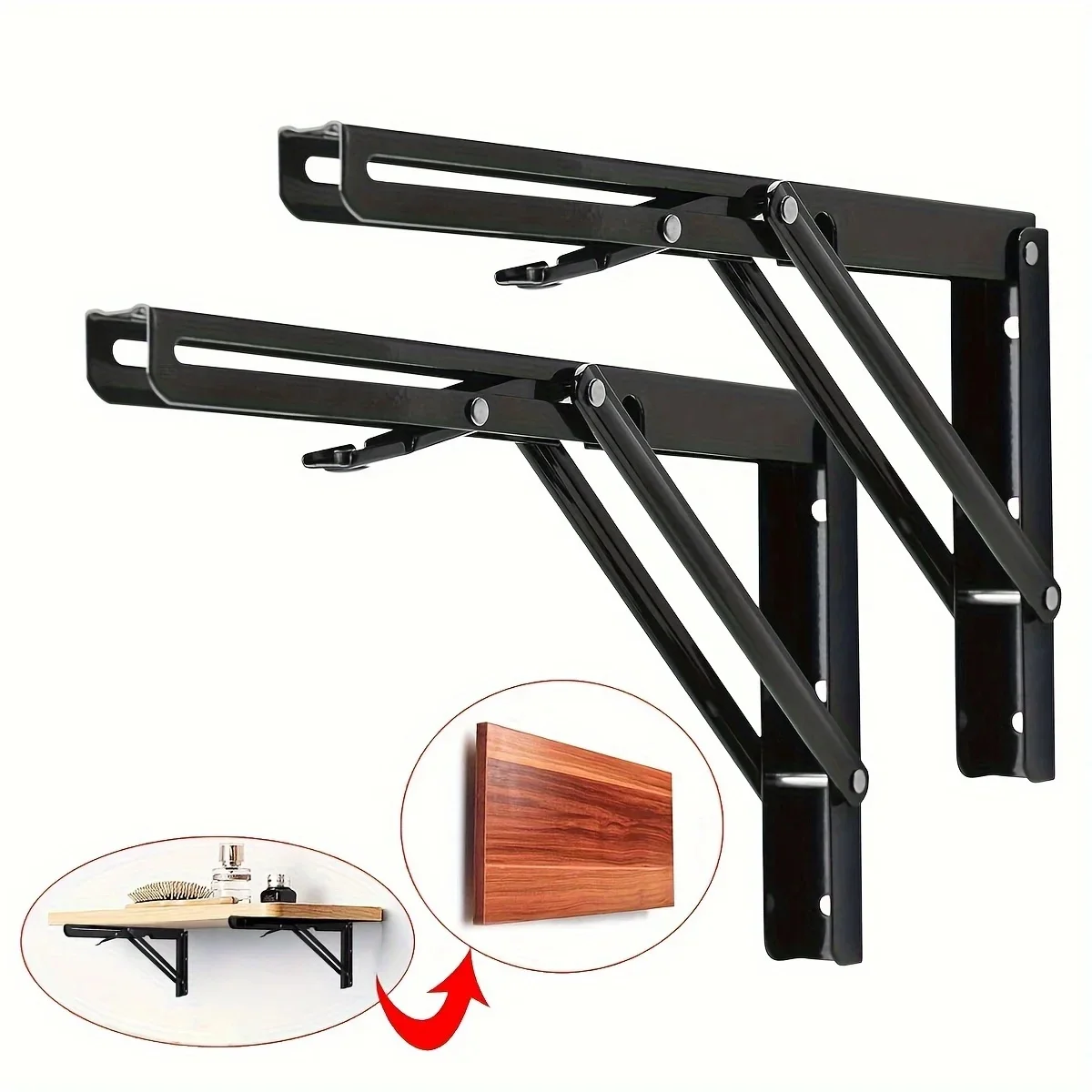 11.81X6.42 Inch/30X16.3 Cm 2 Stuks Stevige Opvouwbare Plankbeugels-Zware Driehoekige Tafelbank Vouwbeugels, Muur Mou - afbeelding 2