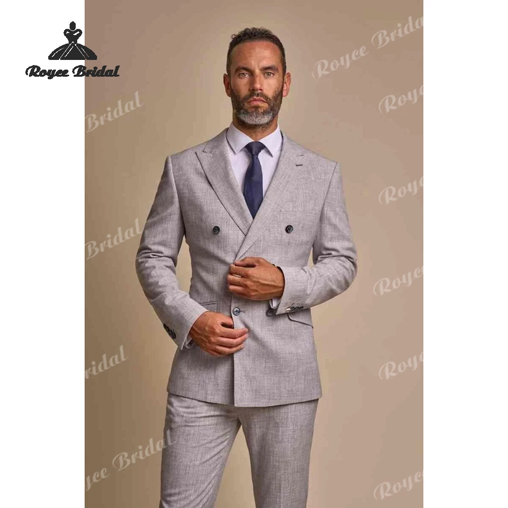 Two Piece Peak Lapel Men's Suit Wedding 2026 Double Breasted Evening Business Suit Customized trajes para hombre