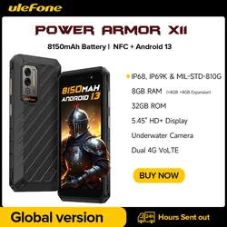 Ulefone-Smartphone Power Armor X11, téléphone robuste, 8150 mAh, 8 Go de RAM, 32 Go de ROM, Dean, étanche, NDavid, 2.4G, 5G, WiFi, mobile, matin, Global