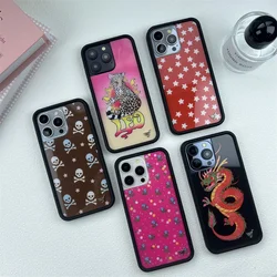 Stylish and Overpowering Wildflower Dragon Leopard Phone Case for Boys or Men Acrylic Cover iPhone16 15 14 13 12Pro 14Plus 15Pro
