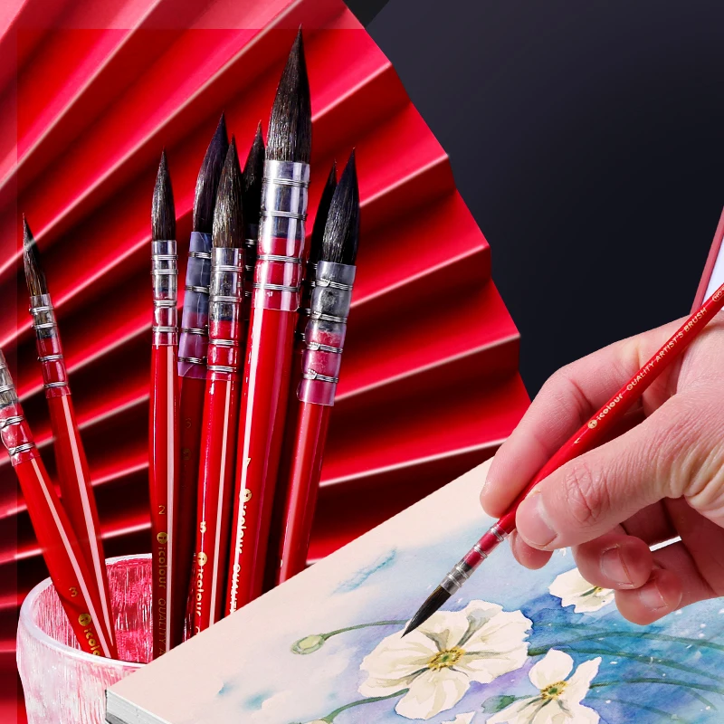 

Squirrel Hair Watercolor Painting Brush Round Head Paint Brushes Acrylic Gouache Brush Pen Oil Painting Art Supplies