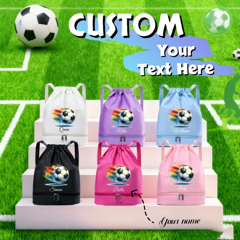 Custom Graffiti Football Backpack Personalized Name Wet Dry Separation Trendy Fashion Bag for Sports Daily Travel