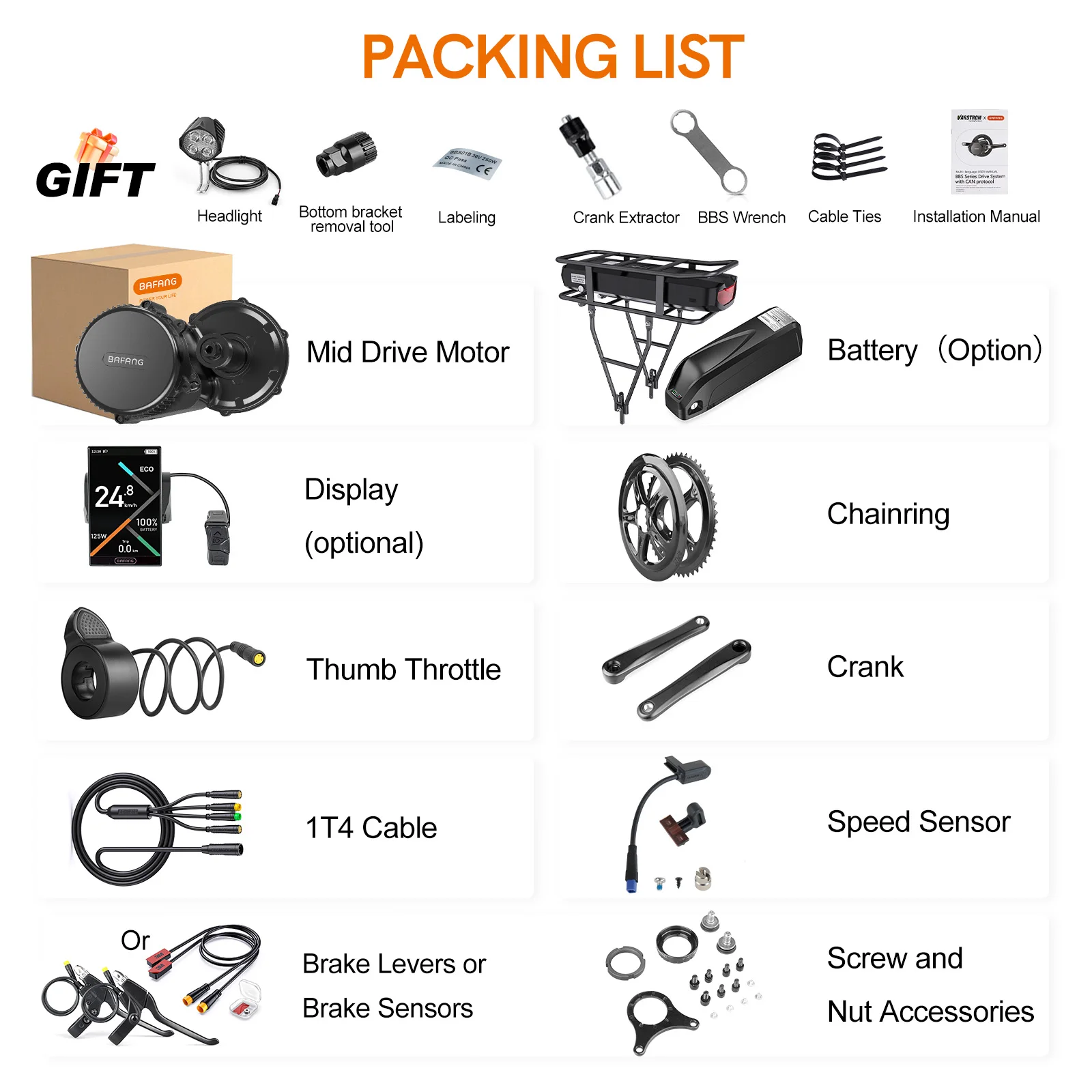 BAFANG 36V 250W 360W 500W Mittelmotor-Kit BBS01B 8Fun M315 BBS01 Mittelantriebsmotor Elektrofahrrad-Umbausatz E-Bike-Motor 36V Batterie – Detail 22