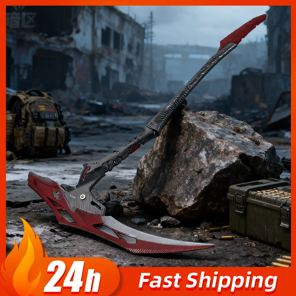 25cm Arena Breakout Reaper Scythe Foldable weapons Model Game Peripheral Metal Craft Desktop Collectible Ornament Boy Toy Gift